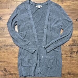 Banana‎ Republic Womens Small V-neck Cardigan Sweater Button Front Gray Texture
